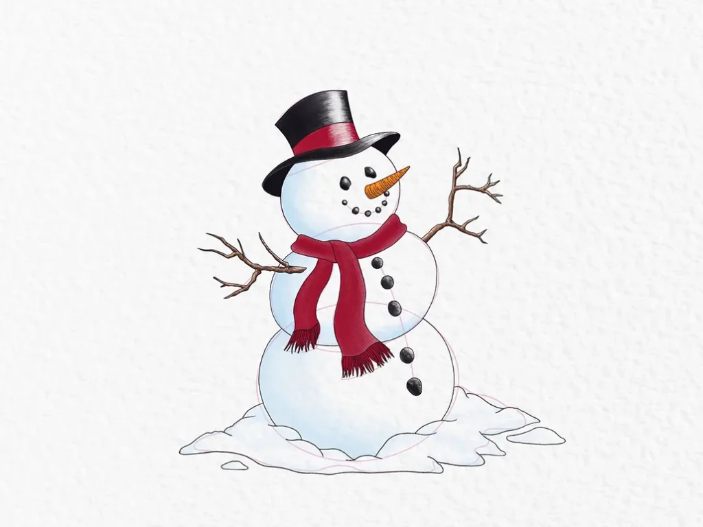 Snowman Christmas Drawing